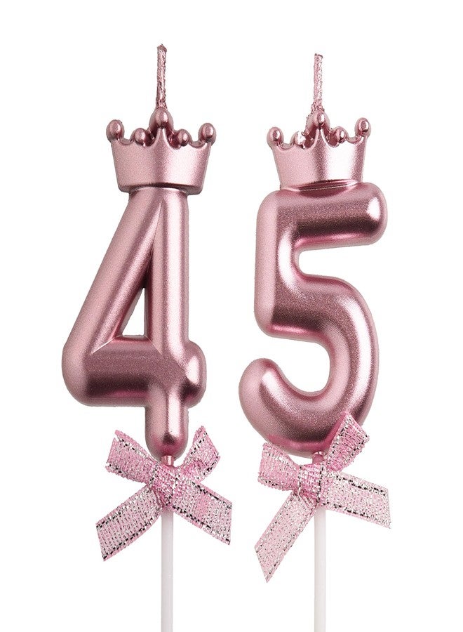 AOOLADA 45th 54th Birthday Candles, Rose Gold 54 45 Year Old Cake Topper Number Birthday Candles, Birthday Party Decorations Gifts for Women Men - Image 1